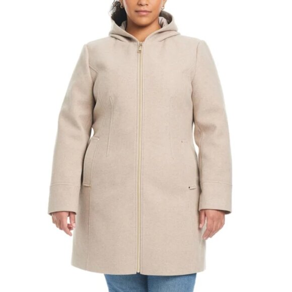 NWT Vince Camuto Ladies' Hooded Full-Zip Jacket, Tan (Oatmeal) - Picture 6 of 11